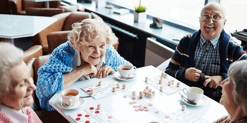 Elderly people attending an activity group