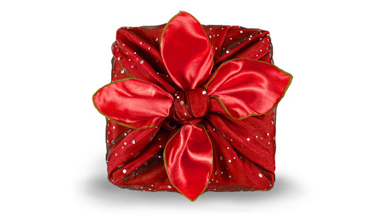 Eco-Friendly Gift wrapped in silk scarf